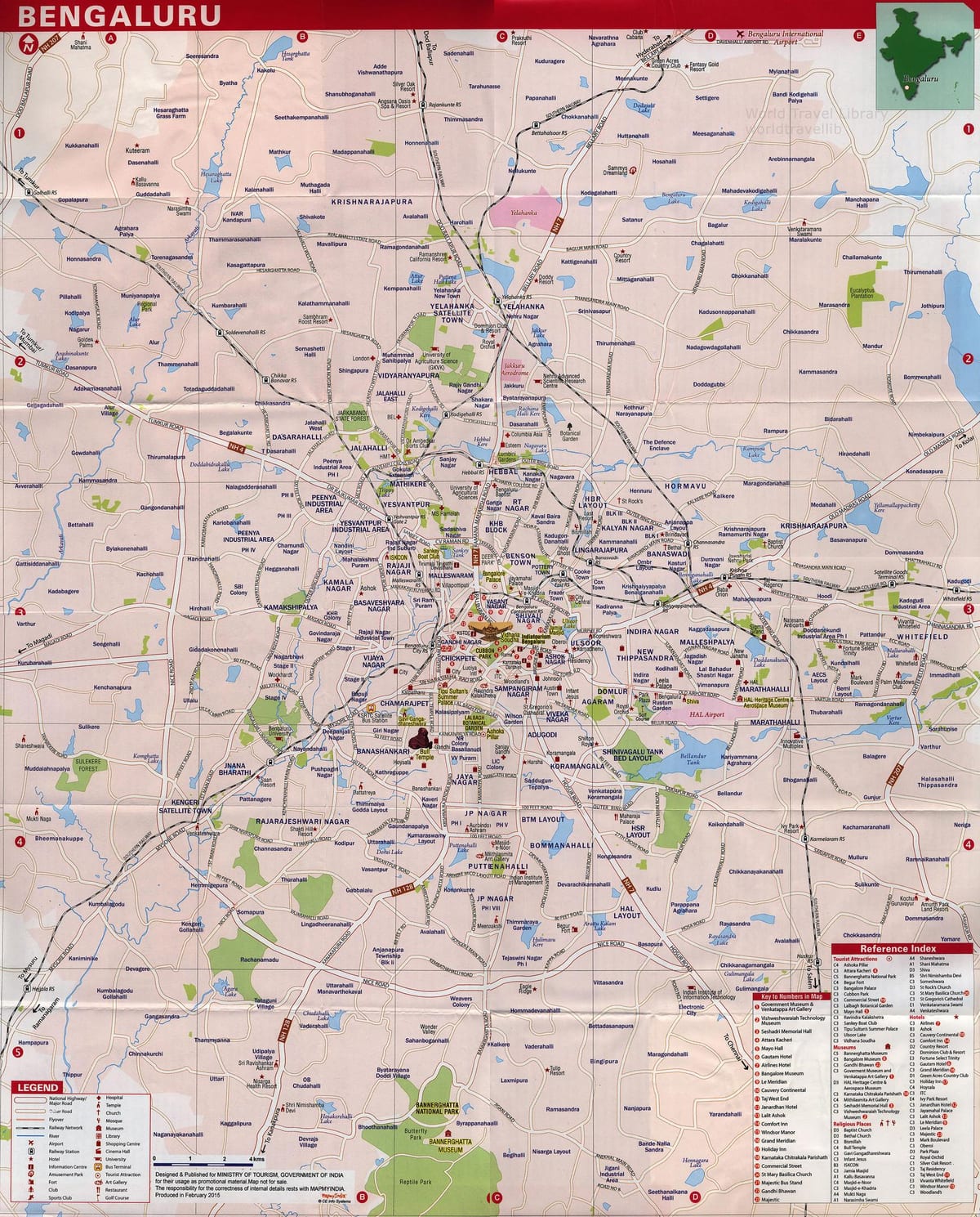 Bangalore turismo-erakargarri mapa