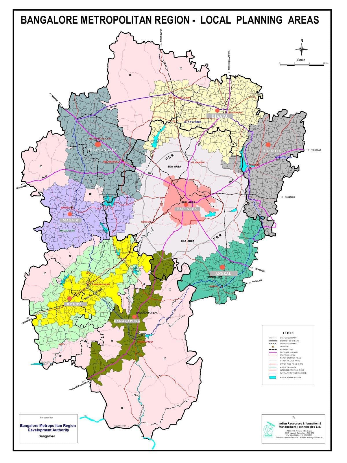 Bangalore-eremuen mapa