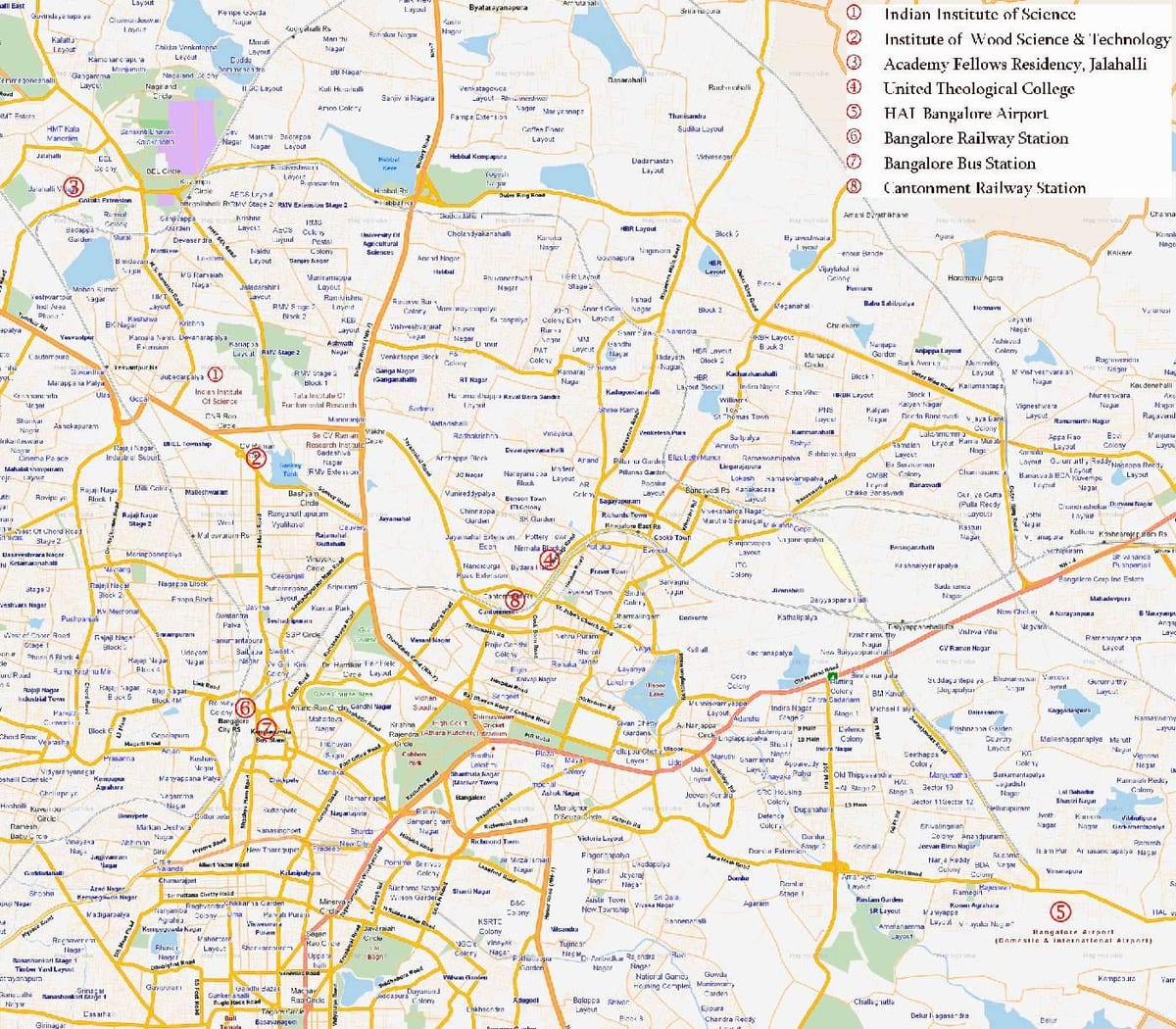 ibilbidea mapa Bangalore