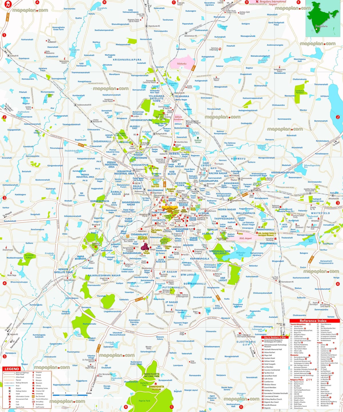 mapa Bangalore hirian zehatza