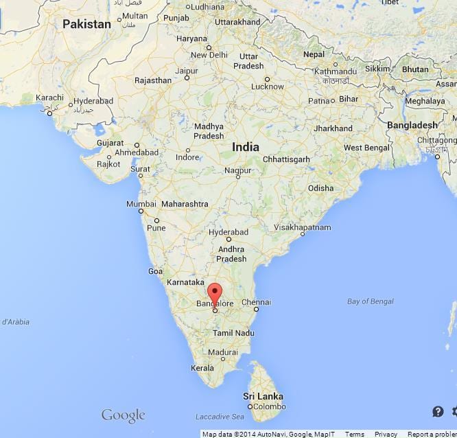 Banglore in india mapa