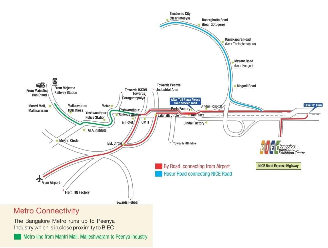 mapa Bangalore Nazioarteko Erakusketa Zentroa