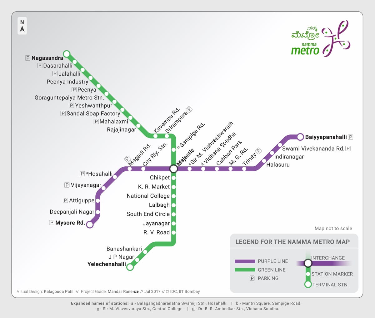 Namma metro ibilbidea mapa